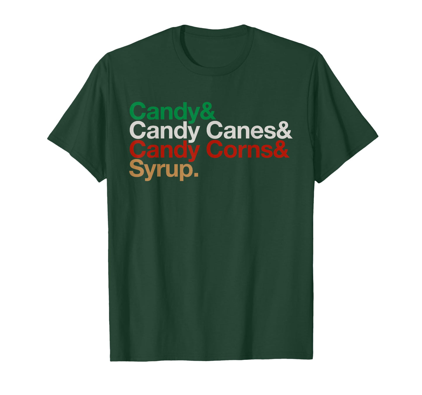 Funny Elf Xmas Food Groups List Candy Canes Corns & Syrup T-Shirt