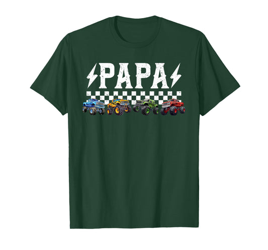 Papa Retro Monster Truck Family Crew Birthday Matching T-Shirt