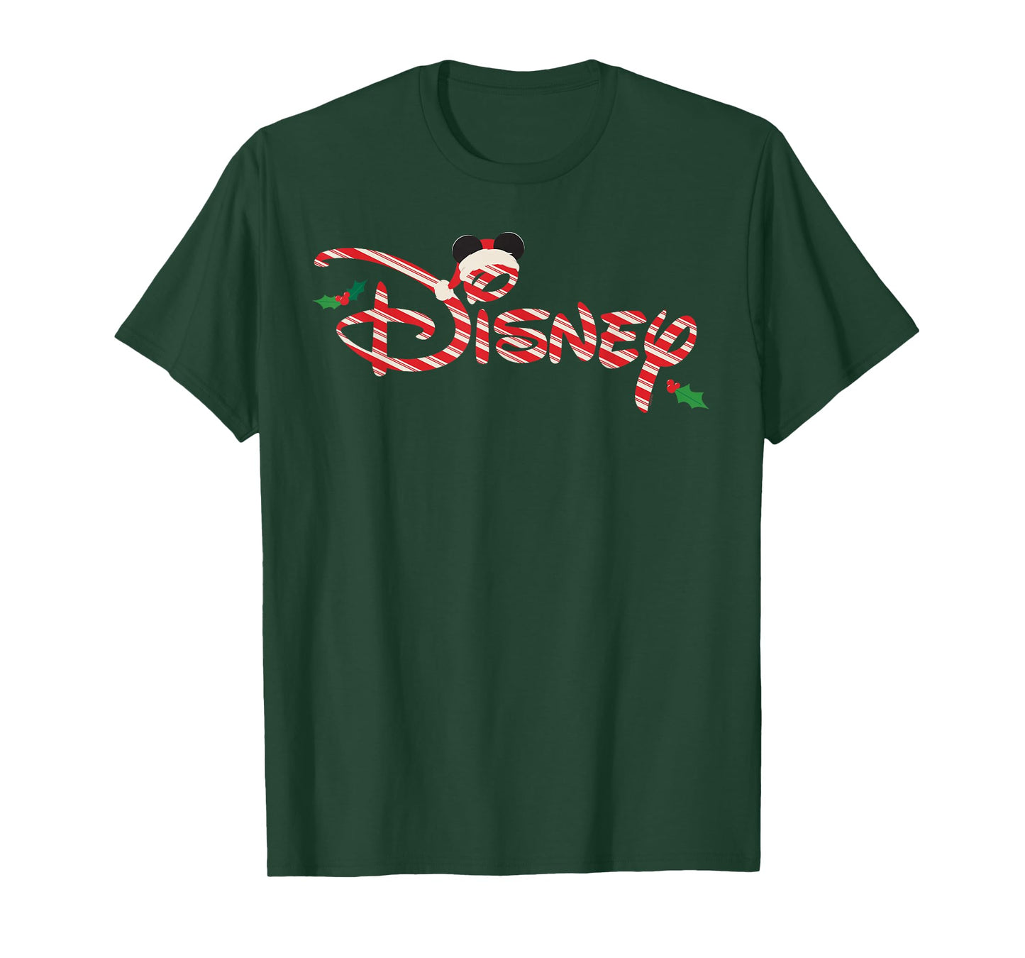 Disney Christmas Candy Cane Script Logo Holiday Trip T-Shirt