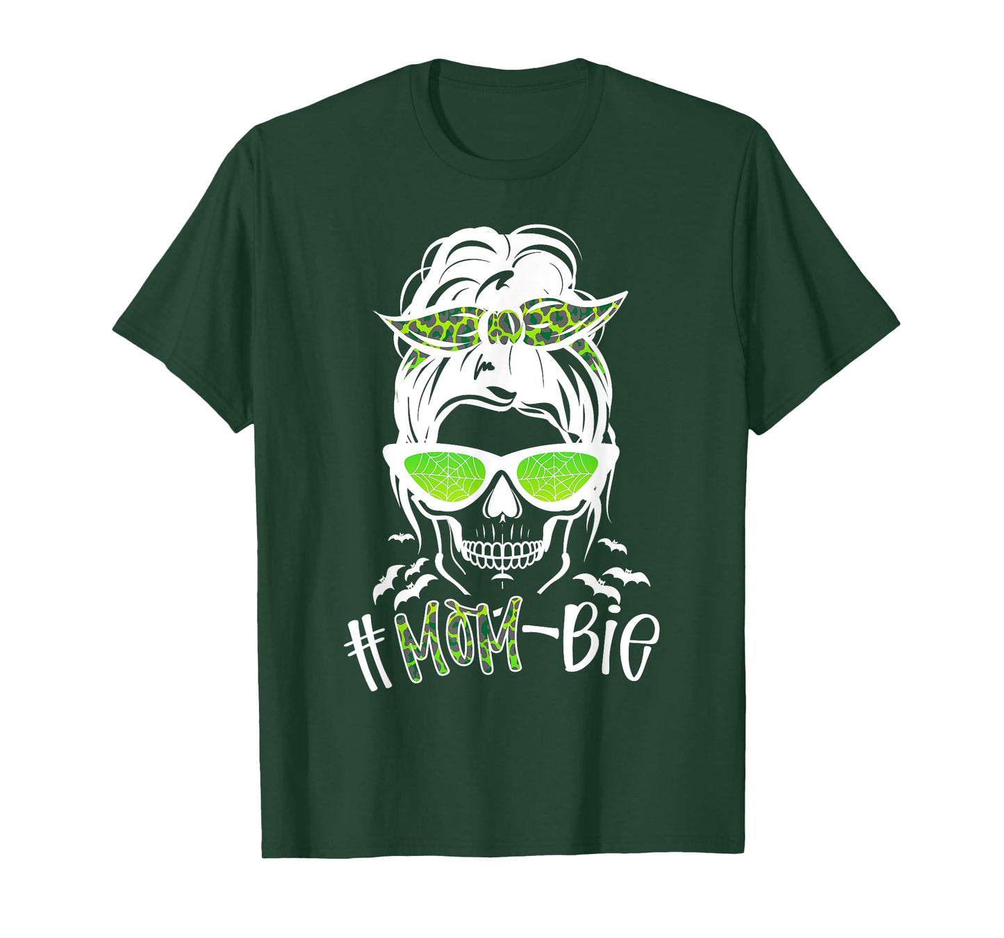 Messy Bun Zombie Mom Funny Halloween Costume Skull T-Shirt