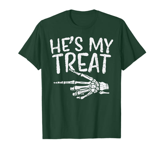 Hes My Treat Skeleton Matching Couple Halloween Costume Hers T-Shirt