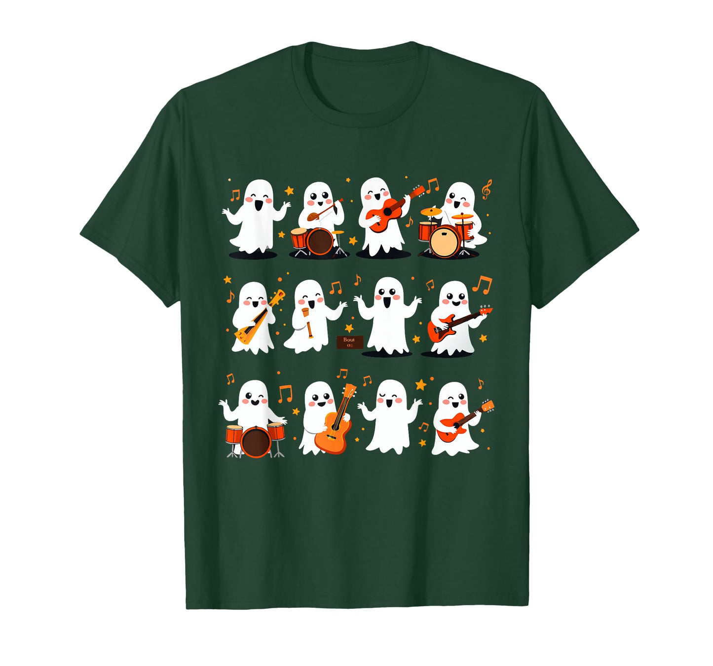 Halloween Ghost Music Teacher Playing Instruments T-Shirt
