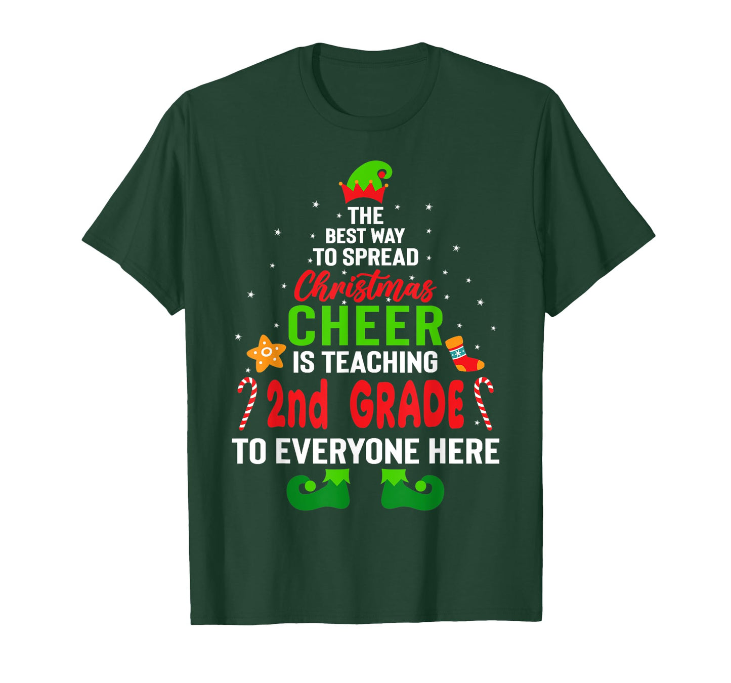 The Best Way to Spread Christmas Cheer Teaching 2nd Grade T-Shirt