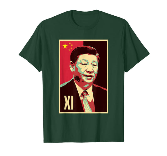 Chinese Patriotic Designs and Merch Xi Jinping China Chinese President Chairman Zhongguo CCP PRC Unisex-Adults Black Short Sleeve Classic Fit T-Shirt