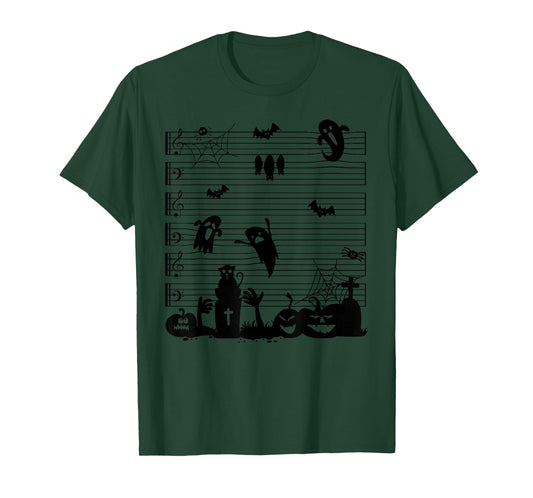 Halloween Music Note Clefs Spooky Ghost For Music Teacher T-Shirt