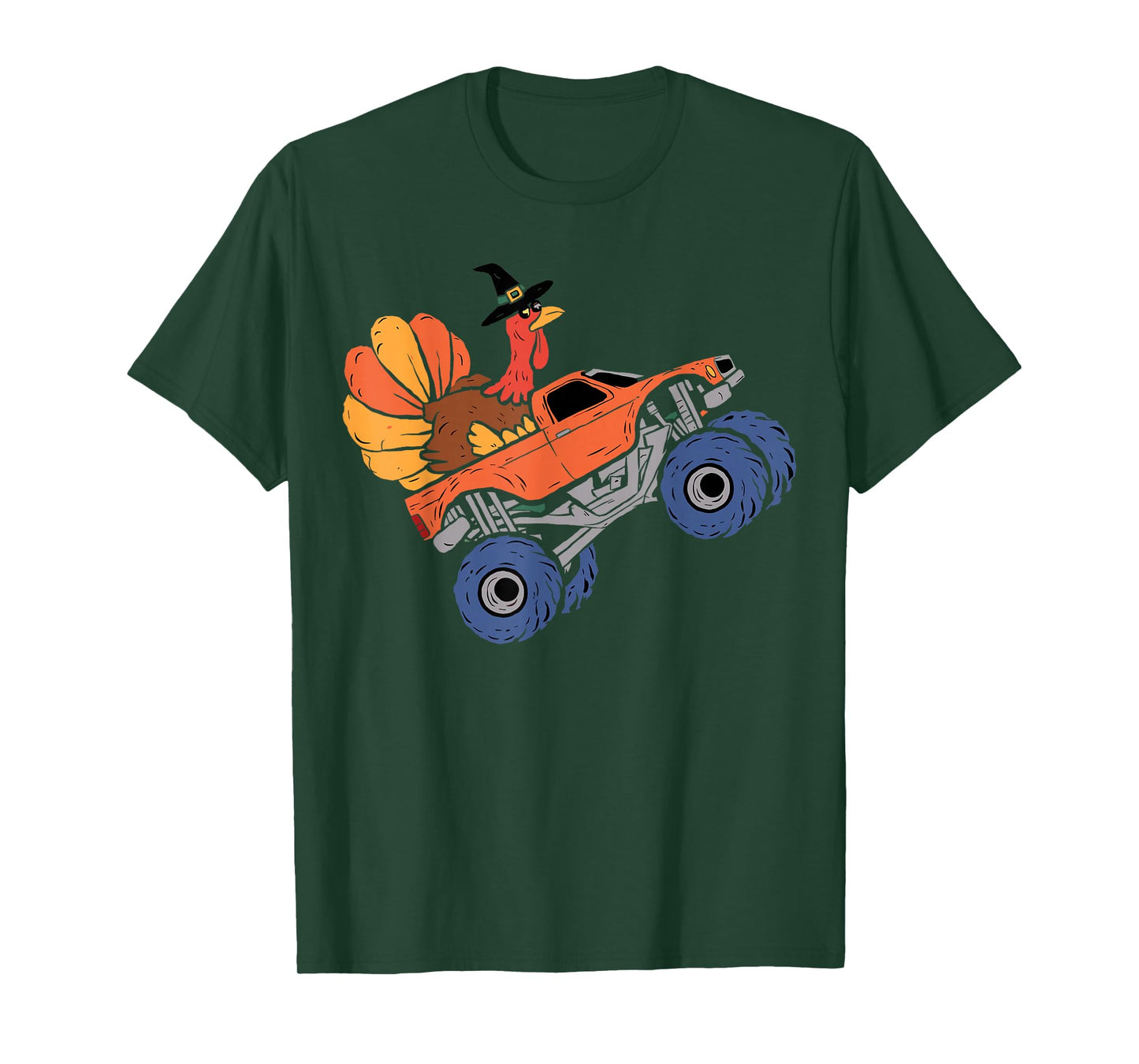 Thanksgiving Turkey Riding Monster Truck Kids Boys T-Shirt