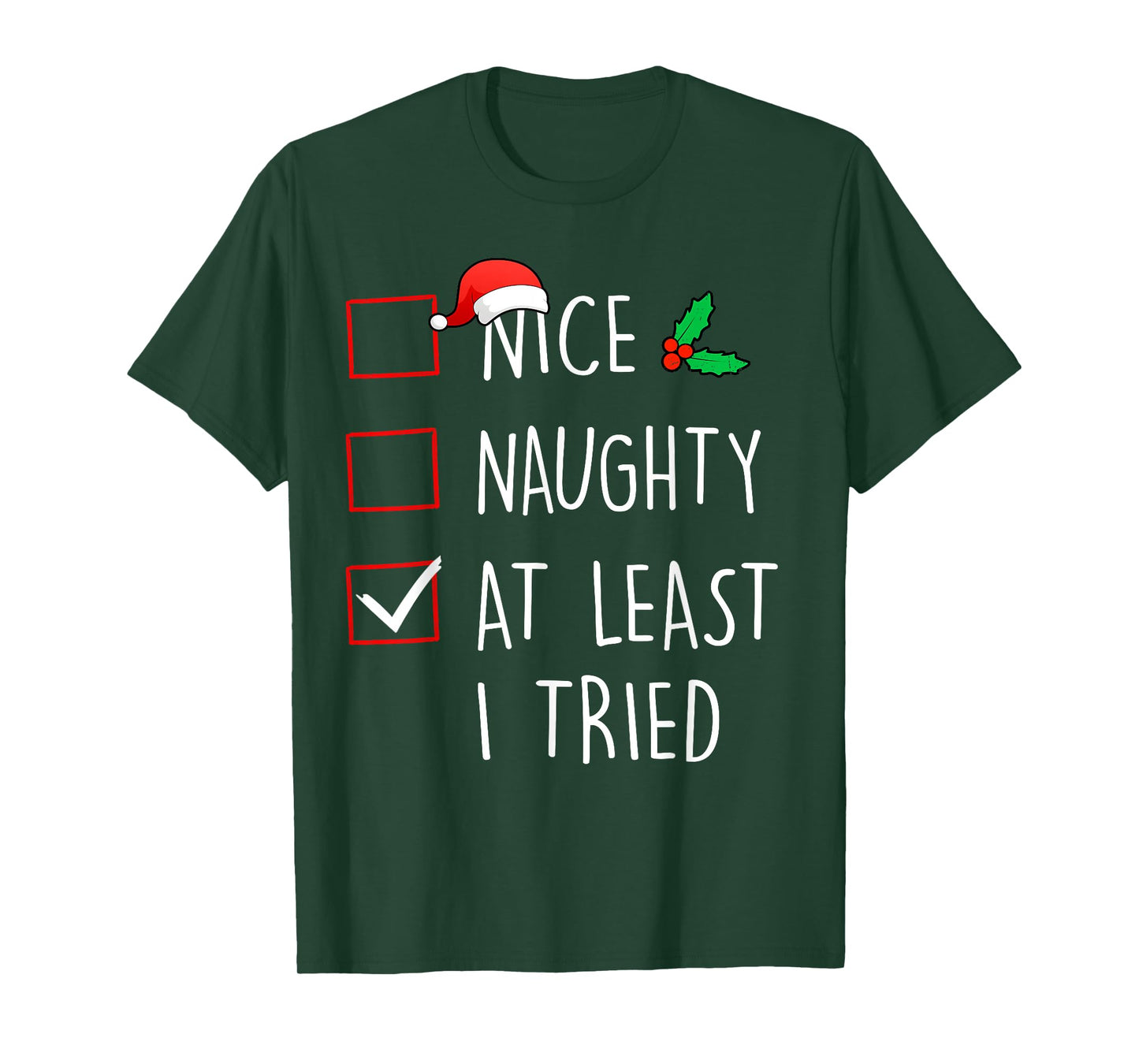 Nice Naughty At Least I Tried Christmas Family Matching T-Shirt