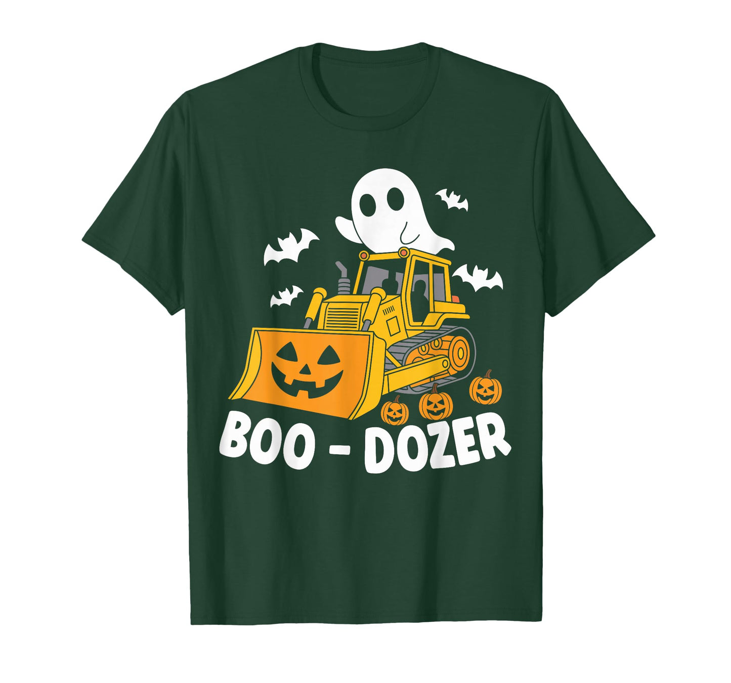 Funny Halloween Bulldozer Ghost Cute Spooky Pumpkin Tractor T-Shirt