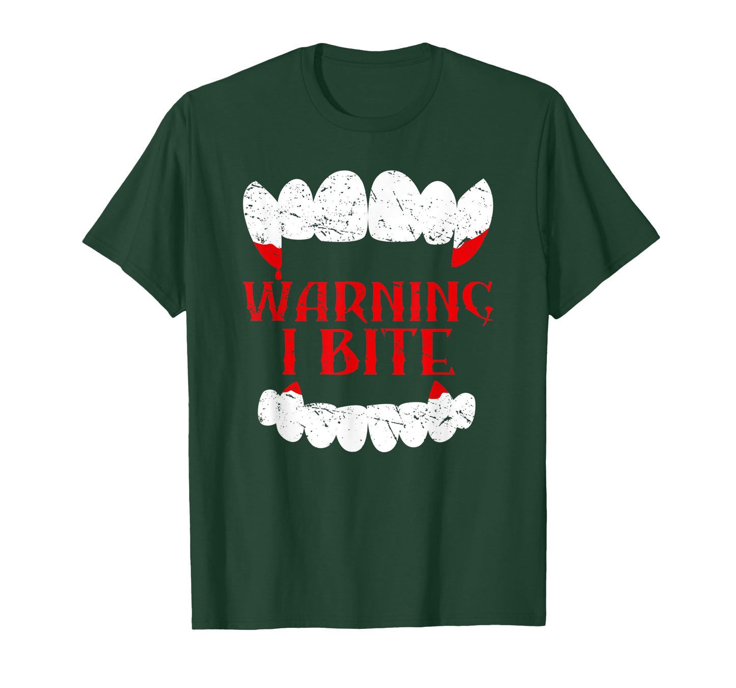 Halloween Vampire Design Warning I Bite Scary Vampire Funny T-Shirt