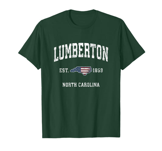 Lumberton North Carolina NC Vintage American Flag Sports Des T-Shirt for Women Kids Men