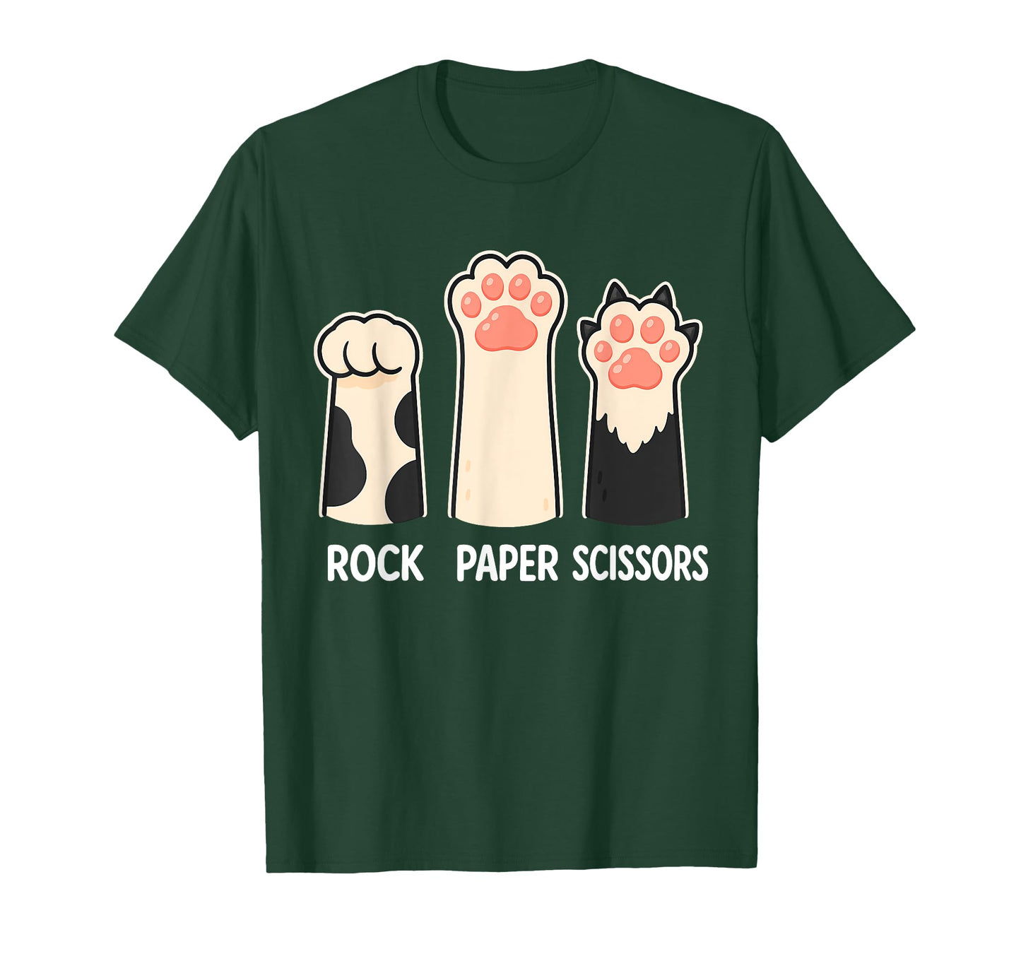 Rock Paper Scissors Hand Game Cute Paw Funny Cat T-Shirt for Men Women Kids