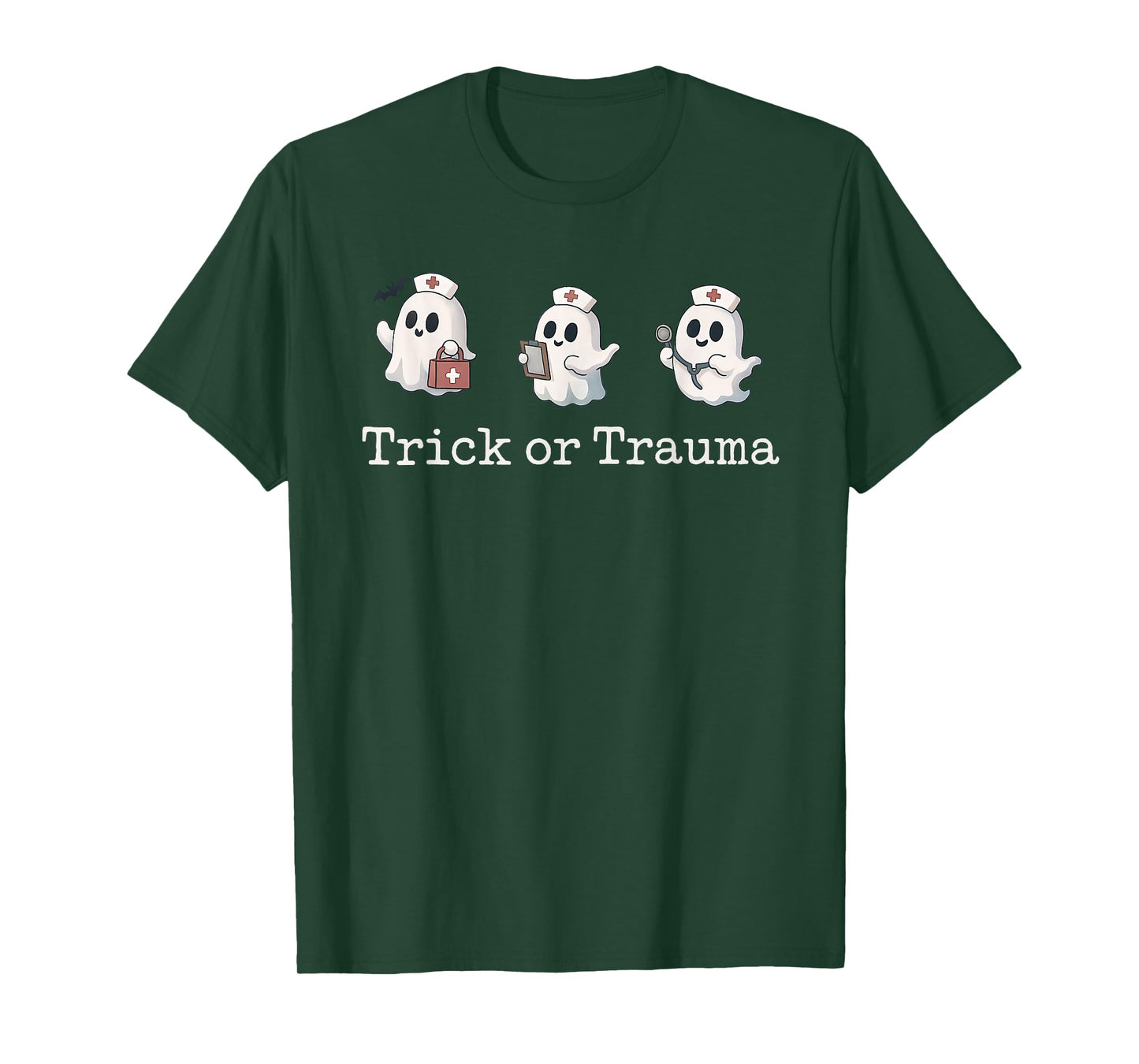 Funny Halloween Cute Ghost Nurse Trick Or Trauma Costume T-Shirt