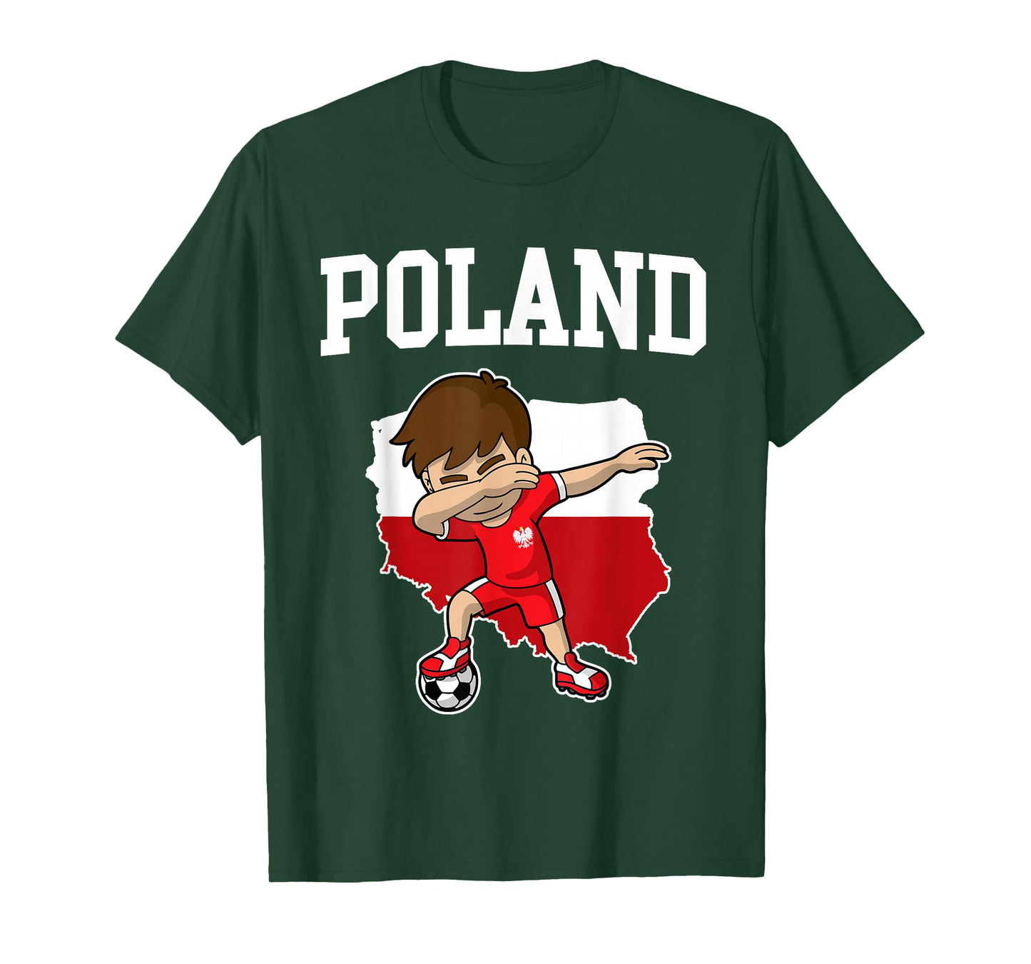 Poland Soccer Dabbing Football Polska Polish Kids T-Shirt