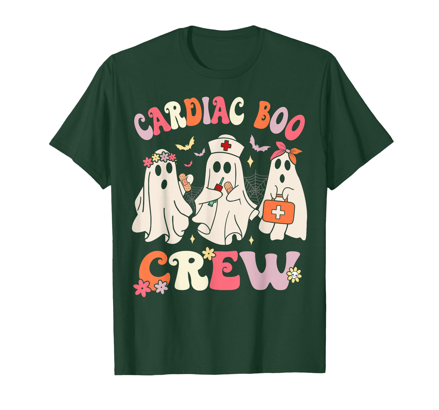 Halloween Cardiac Boo Crew Cardiology Nurse Ghost T-Shirt