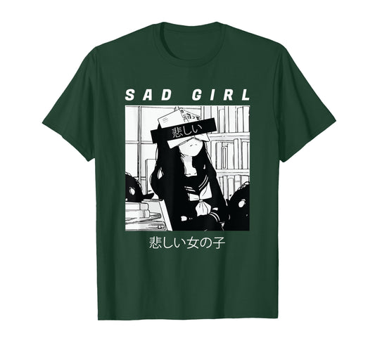 Sad Anime Girl Japanese Babe Otaku Cool Gift T-Shirt