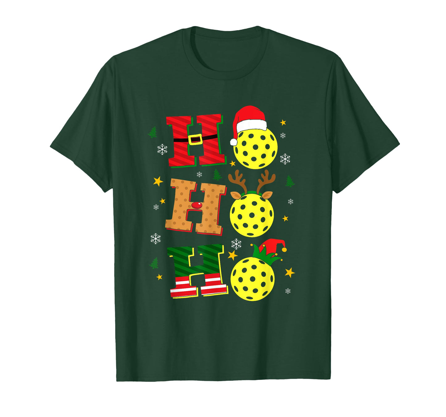 Christmas Pickleball Ho Ho Ho Paddle Sports Players Holiday T-Shirt
