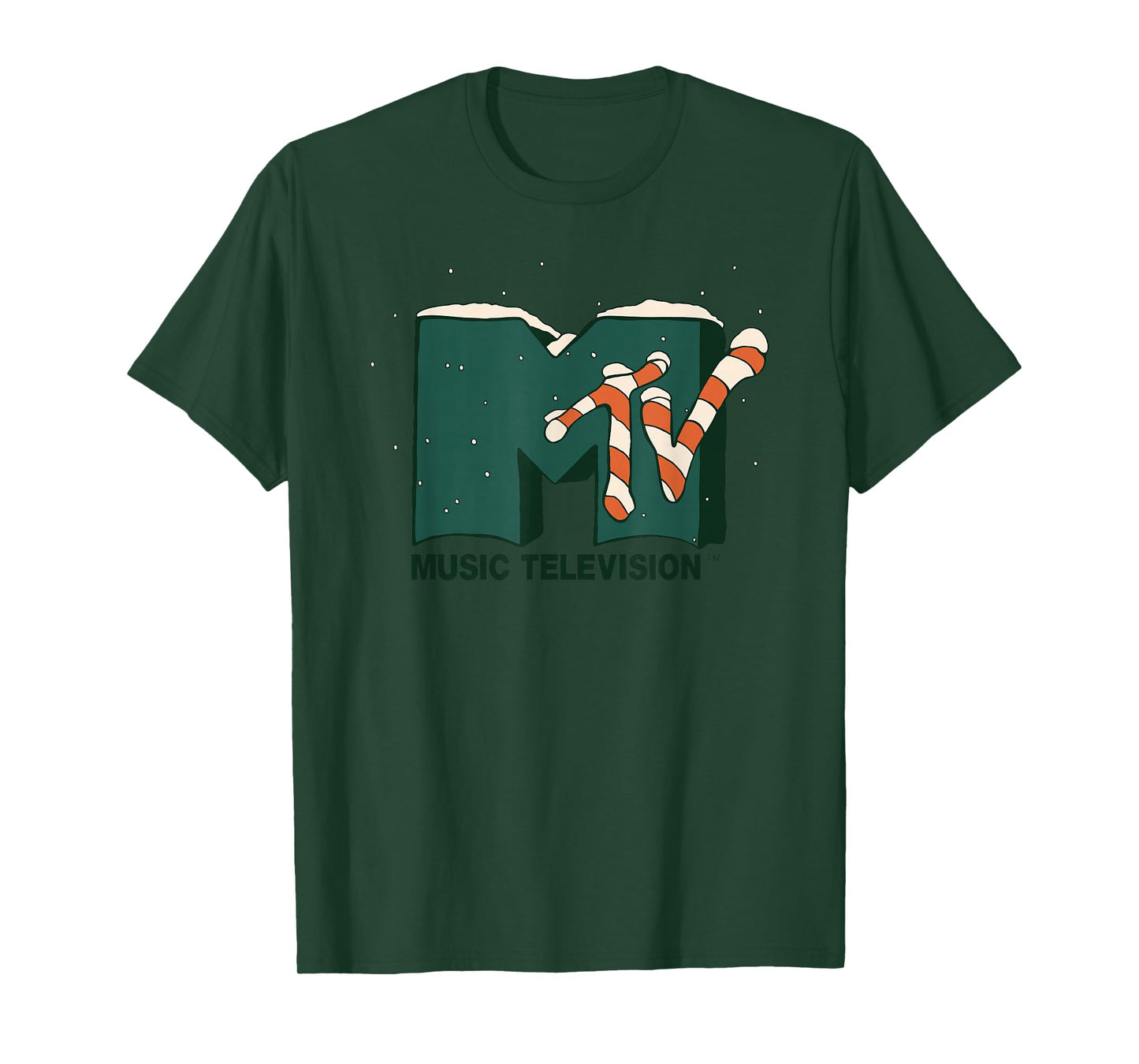 MTV Christmas Candy Cane Snowdrop Music Television T-Shirt