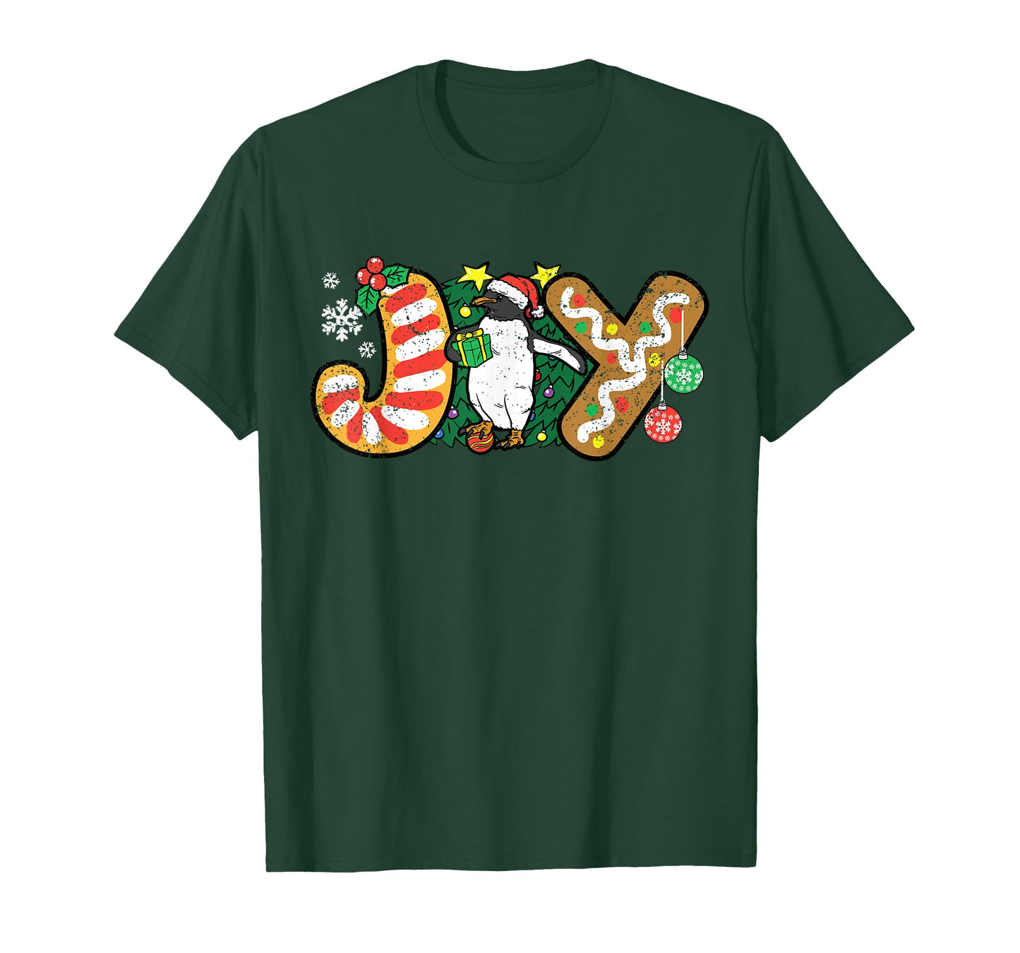 Penguin Joy Christmas Pajama X-mas Snowflakes Winter Holiday T-Shirt