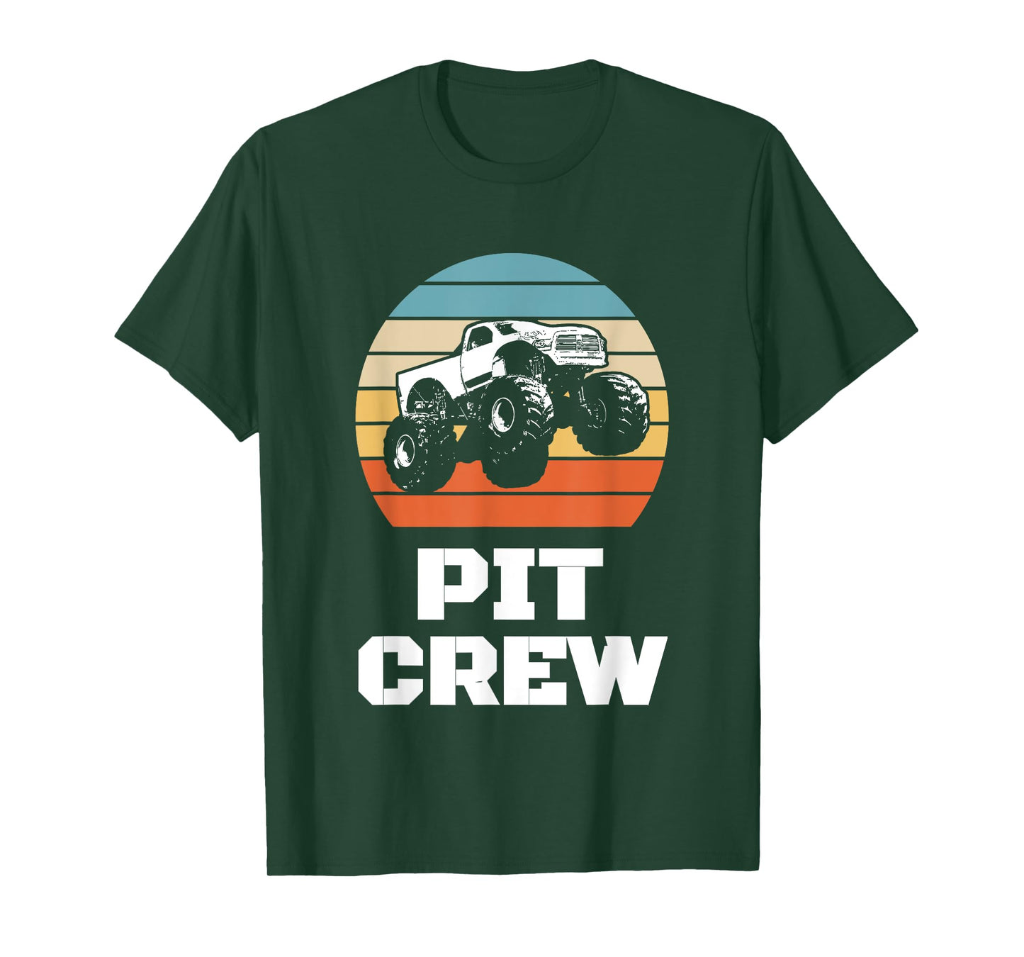 Pit Crew Monster Trucks Happy Sunset Retro Theme T-Shirt