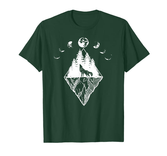 Howling Wolf Phases Of The Moon T-Shirt
