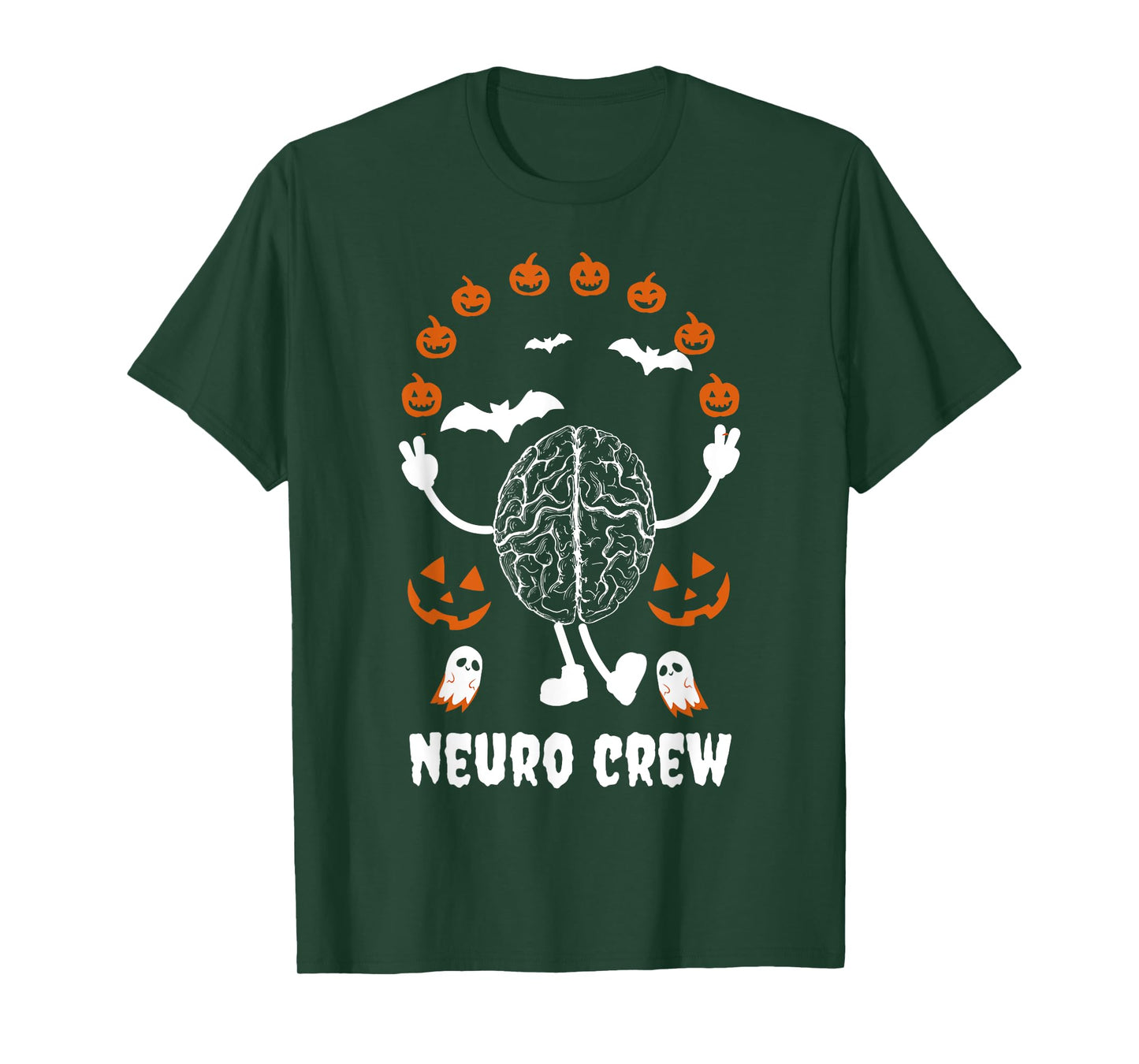 Neuro Nurse Crew Halloween Anatomical Brain Anatomy Pumpkins T-Shirt