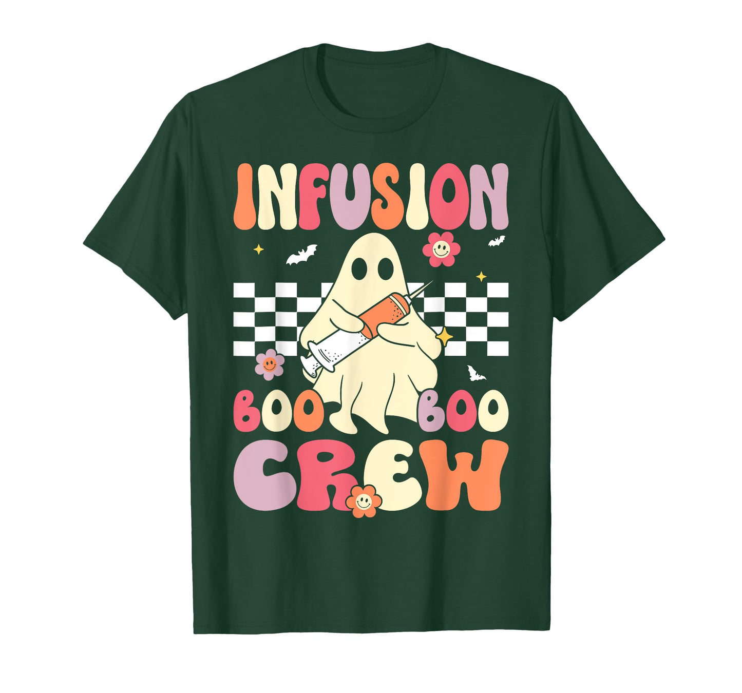 Infusion Nurse Boo Crew Groovy Retro Nurse Halloween T-Shirt