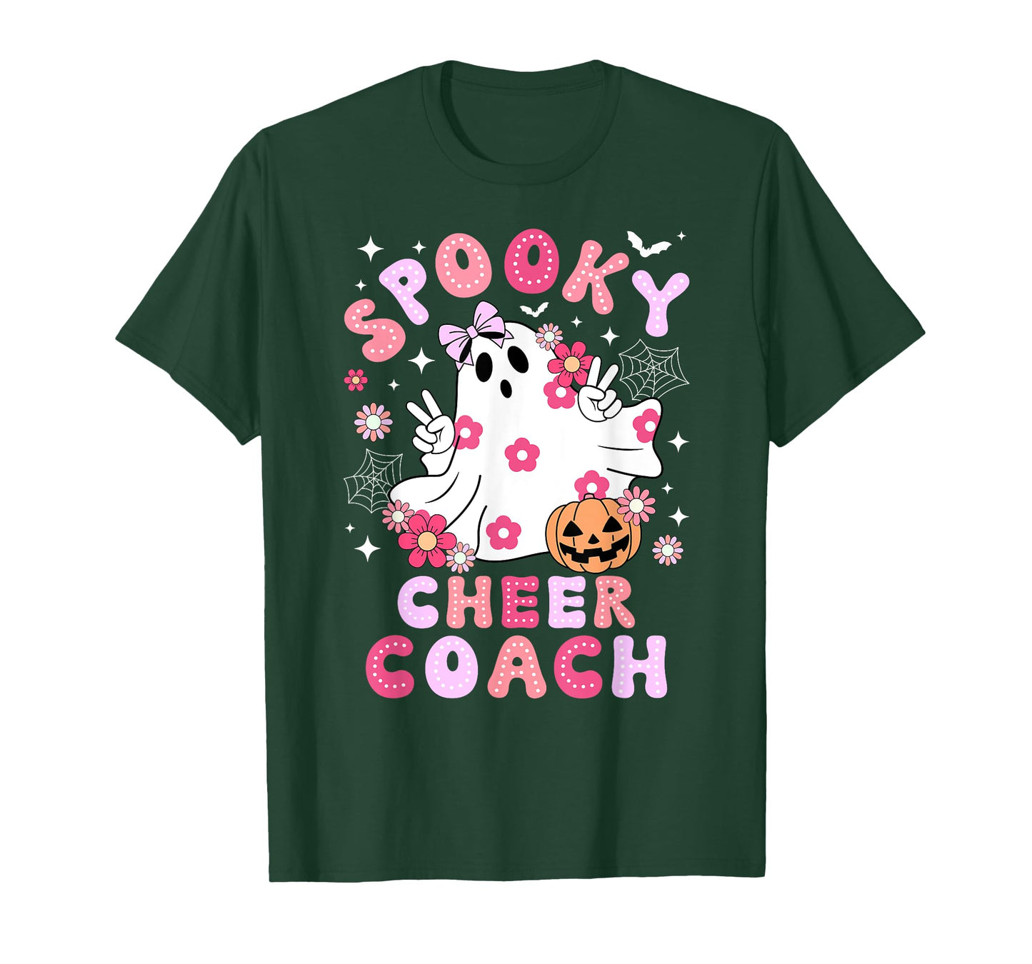 Spooky Cheer Coach Halloween Cheerleading Coach Groovy T-Shirt