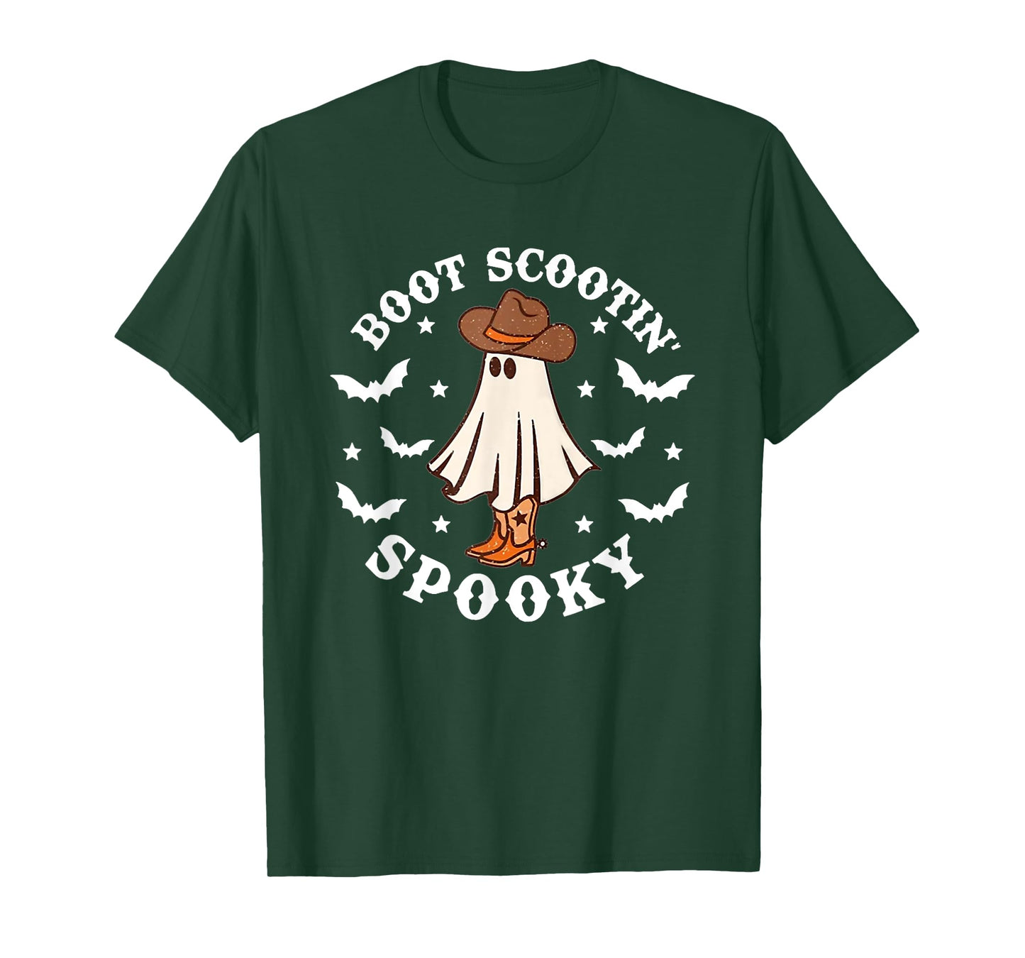 Retro Western Halloween Cute Ghost Funny Boot Scootin Spooky T-Shirt