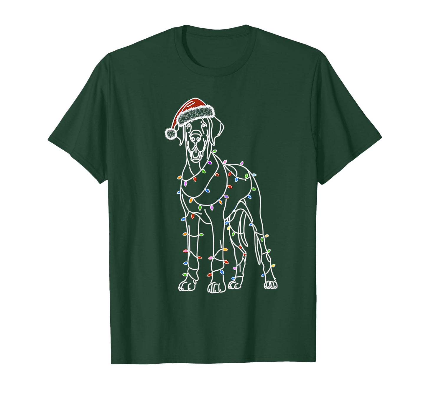 Great Dane Funny Santa Christmas Tree Lights, Pajamas Mom T-Shirt