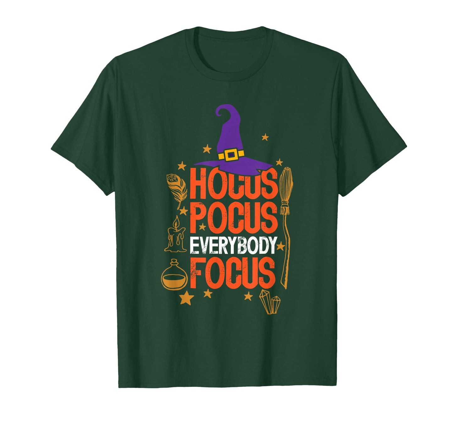 Witchy Halloween Hocus Pocus Everybody Focus Teacher Pumpkin T-Shirt