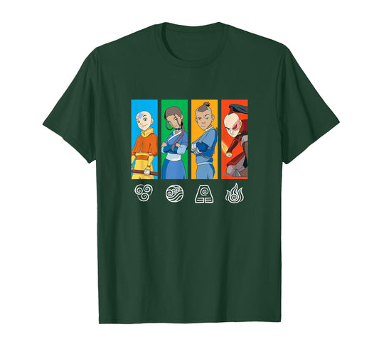 Avatar: The Last Airbender Main Characters Element Panels T-Shirt