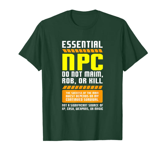 Funny Essential NPC Gamer and Gaming Non Player Character T-Shirt