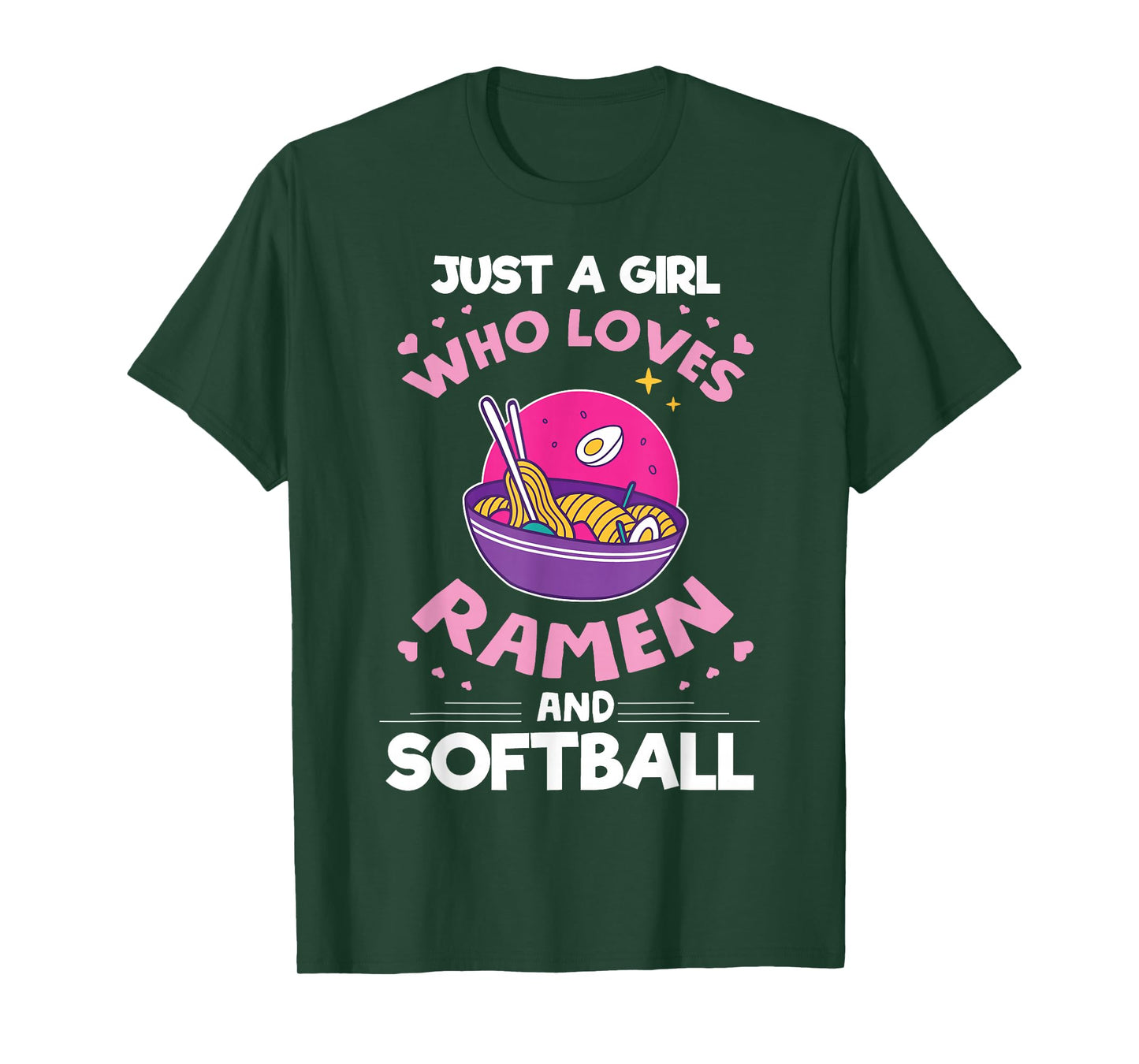 Girl who loves Ramen And Softball Anime gifts for teen girls T-Shirt