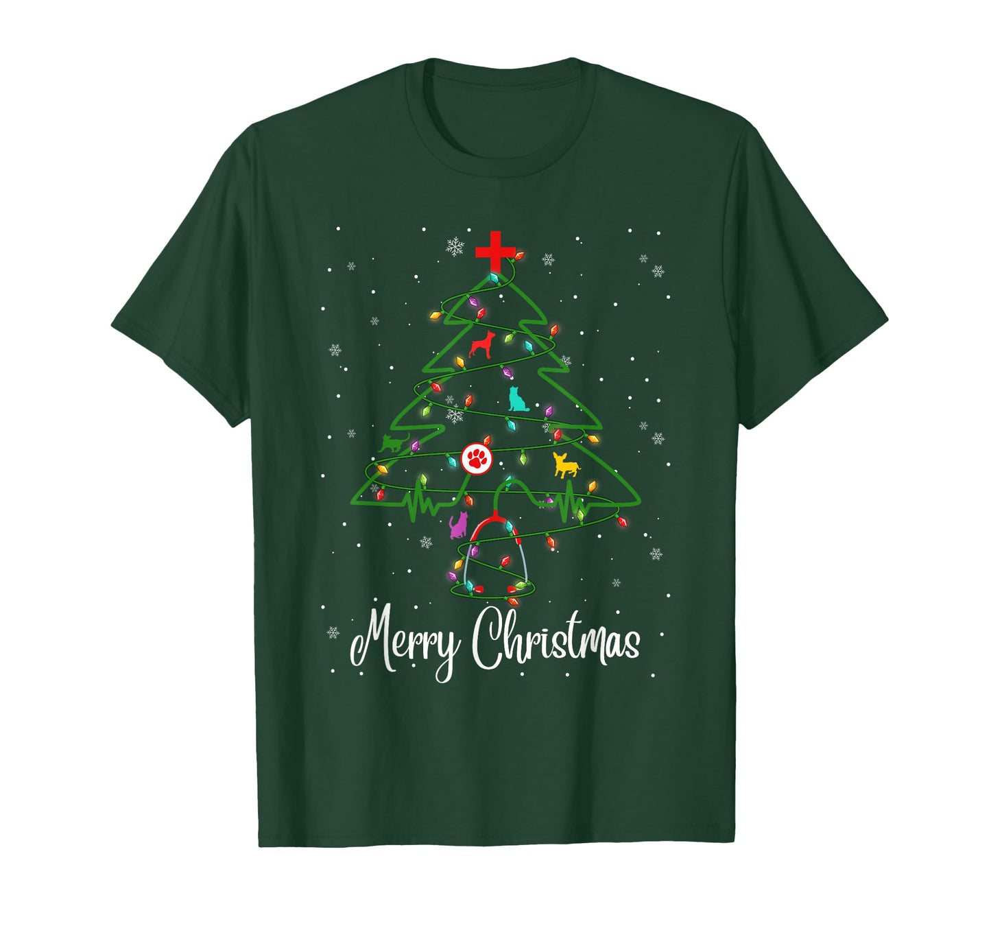 Vet Tech Veterinarian Christmas Tree Merry Christmas Pajamas T-Shirt