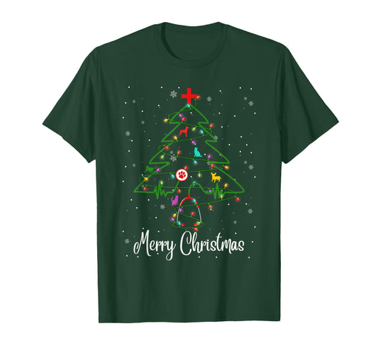 Vet Tech Veterinarian Christmas Tree Merry Christmas Pajamas T-Shirt