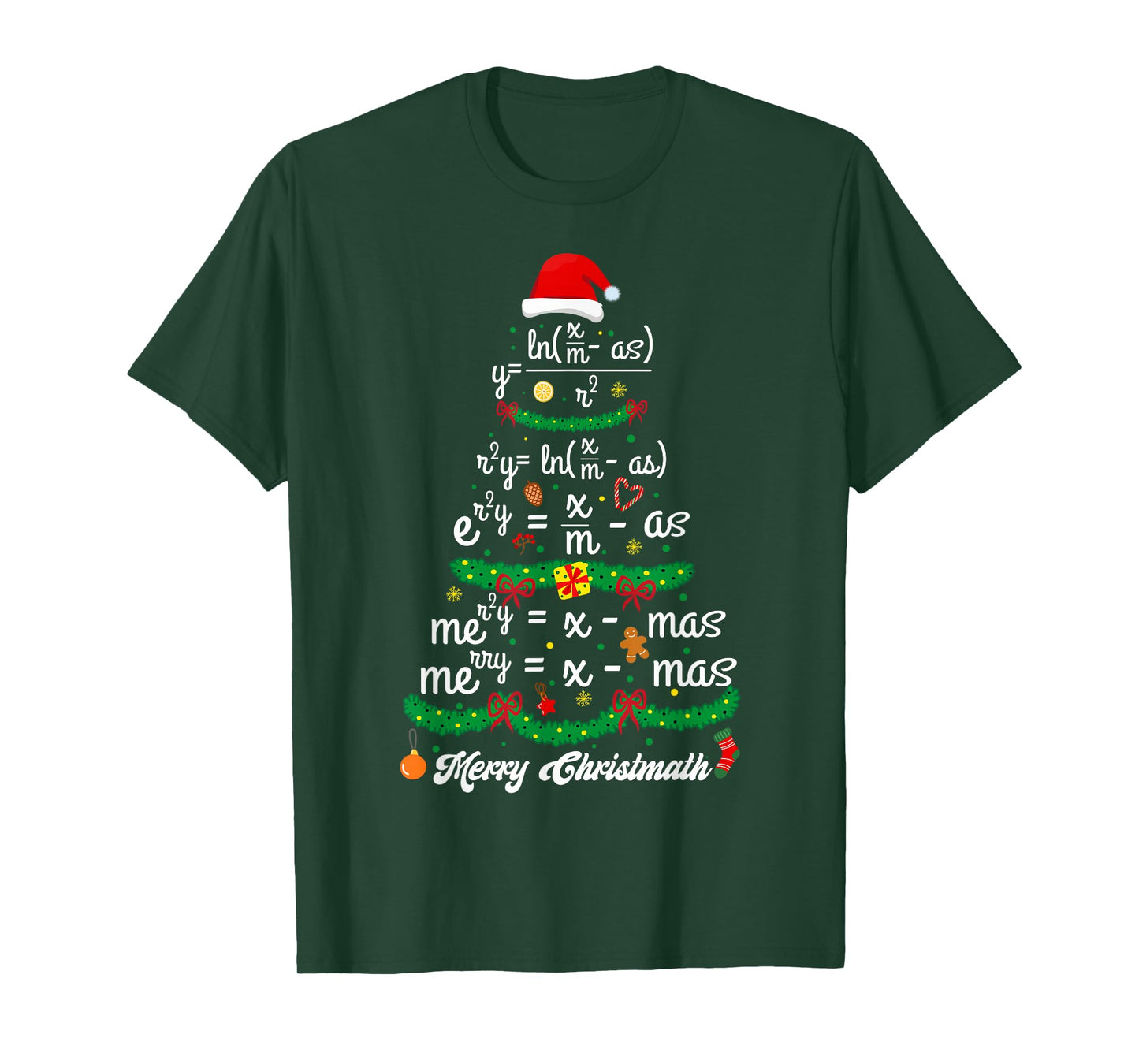Merry Christmas Tree Math Teacher Xmas Tee Merry Christmath T-Shirt