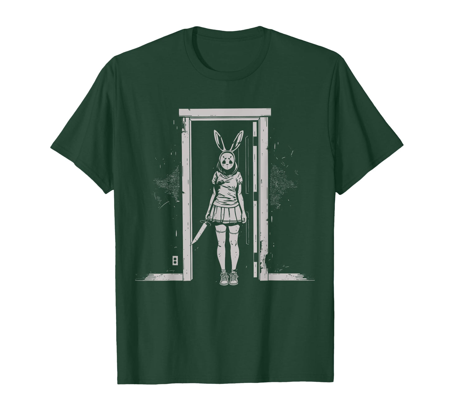 Horror Girl Bunny Mask Slasher Goth Alt Anime Creepy Rabbit T-Shirt