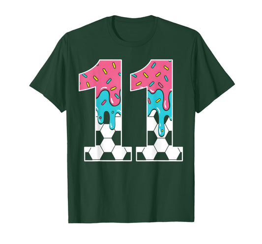 Soccer 11 Year Old Ice Cream Drip Youth 11th Birthday Boy 11 T-Shirt