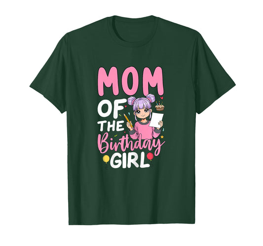 Mom Of The Birthday Girl Anime Sketching Girl Birthday T-Shirt