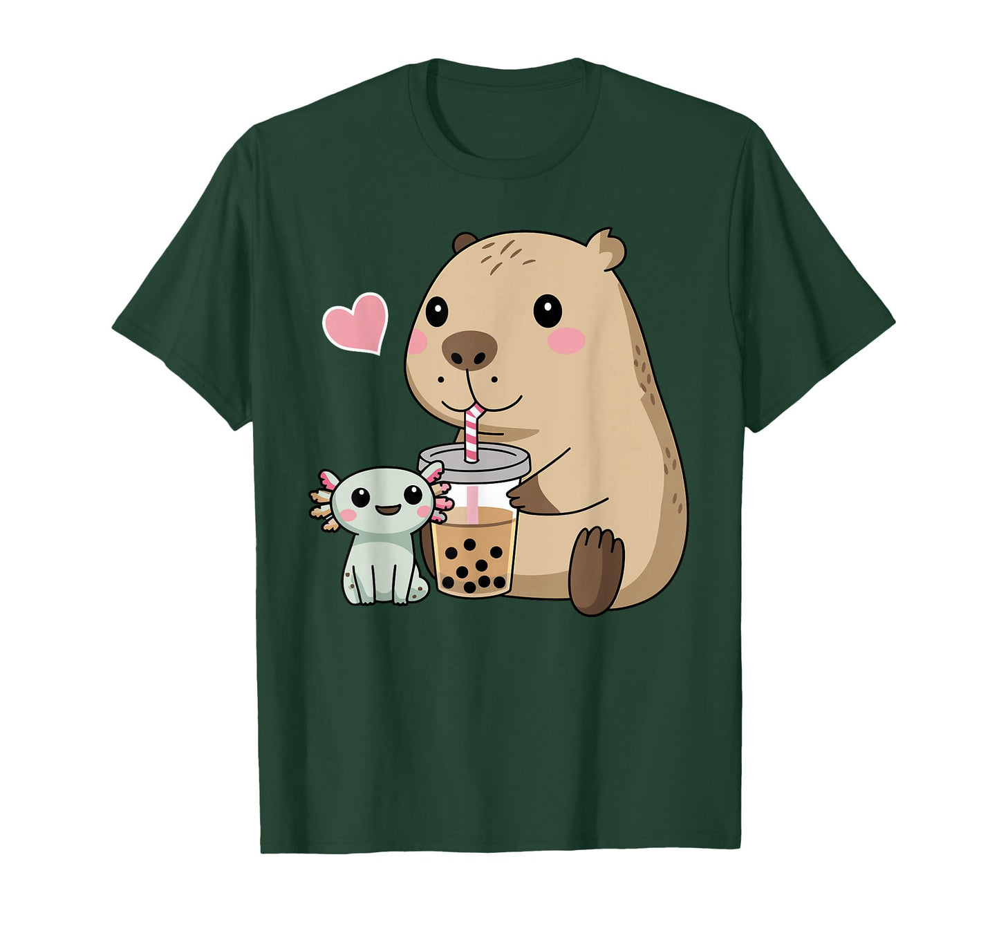 Cute Axolotl Lover Capybara Kawaii Anime Drinking Bubble Tea T-Shirt