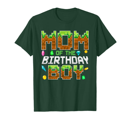 Mom Of The Birthday Boy Game Pixel Number Birthday Party T-Shirt
