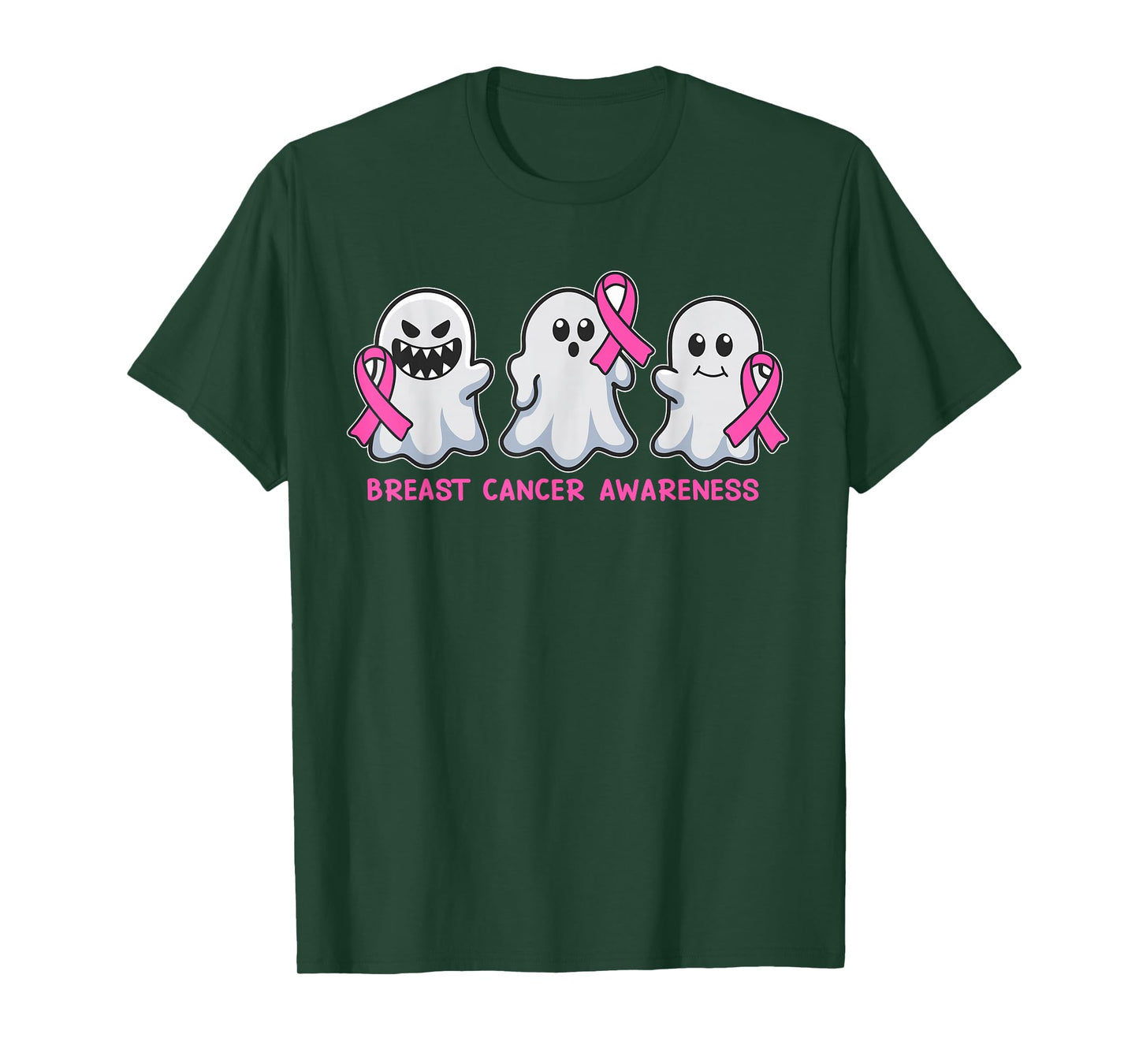 Breast Cancer Ghost Halloween Breast Cancer Awareness T-Shirt