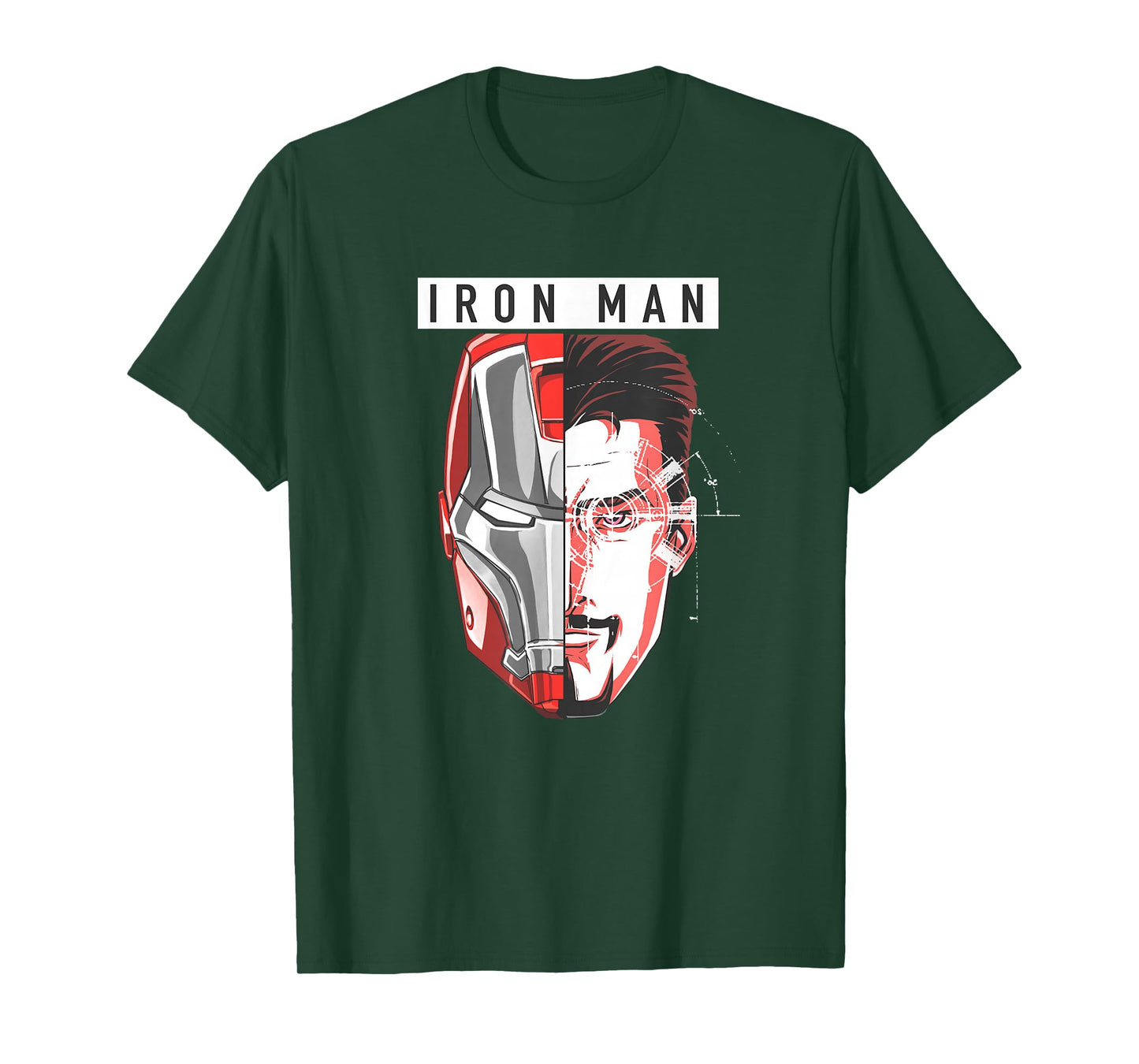 Marvel Comics Retro Classic Iron Man Tony Stark Split Face T-Shirt