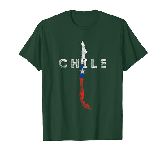 Chilean Map and Flag - Distressed Chile Souvenir T-Shirt