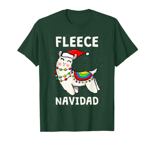 Cute Fleece Navidad Llama Christmas Xmas Men Women Kids T-Shirt