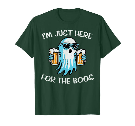 Halloween Here for Boos Ghost Funny Costume Dad Men Women T-Shirt