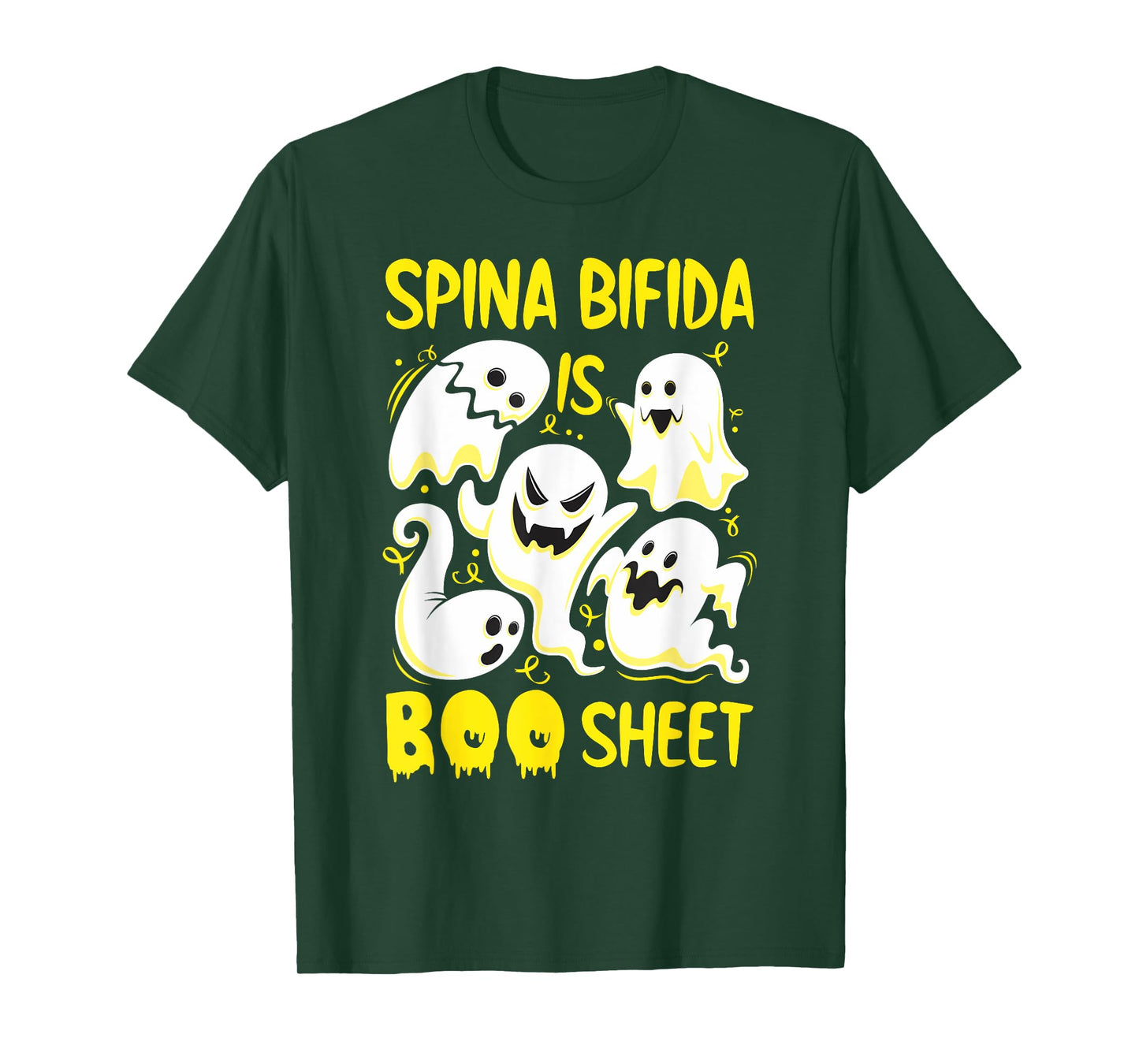 Spina Bifida is Boo Sheet Yellow Boos Funny Halloween Ghost T-Shirt