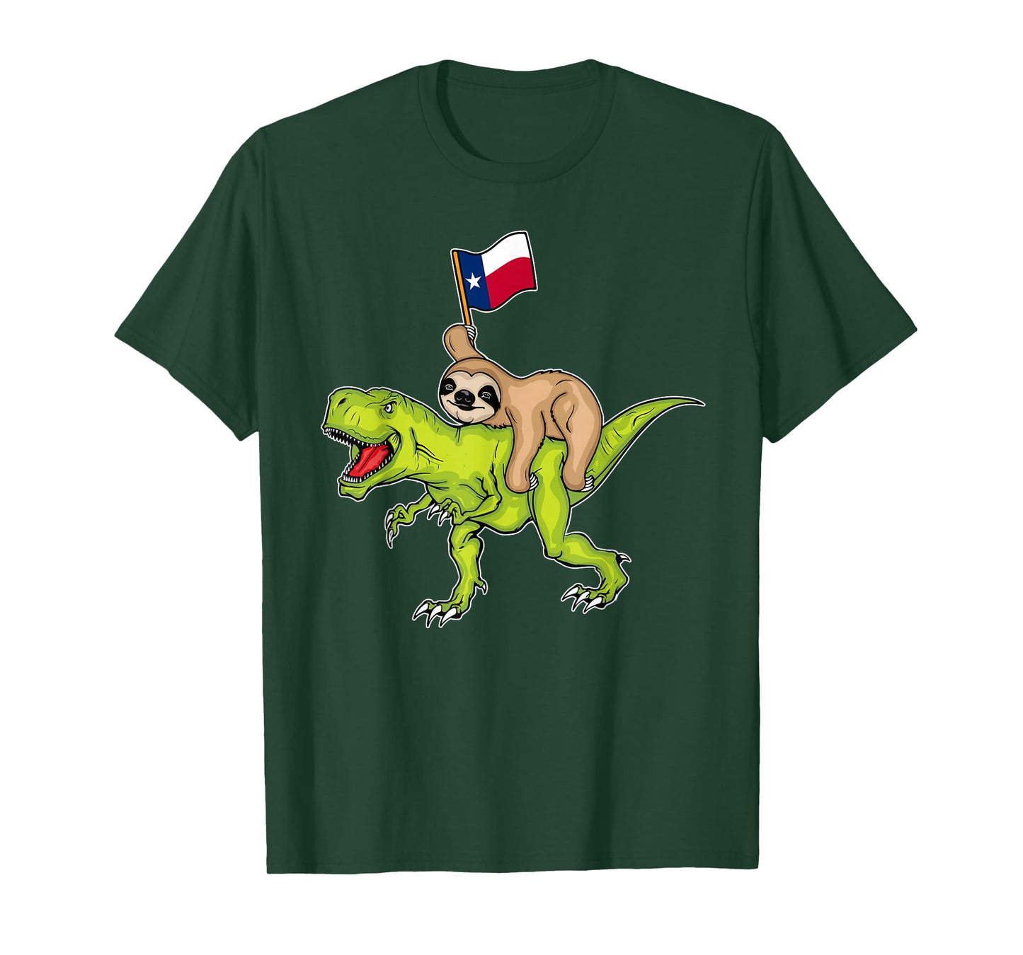 Texas Flag Dinosaur Sloth Lover Kids USA Texas T-Shirt