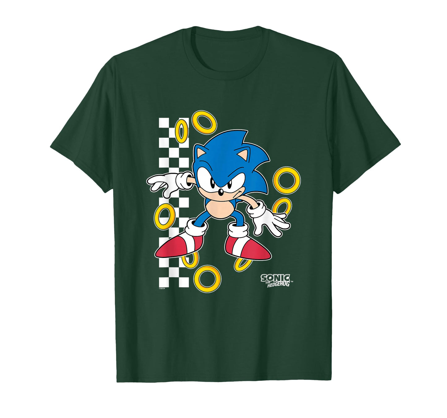 Sonic The Hedgehog Ready For Action Golden Rings Retro Shot T-Shirt