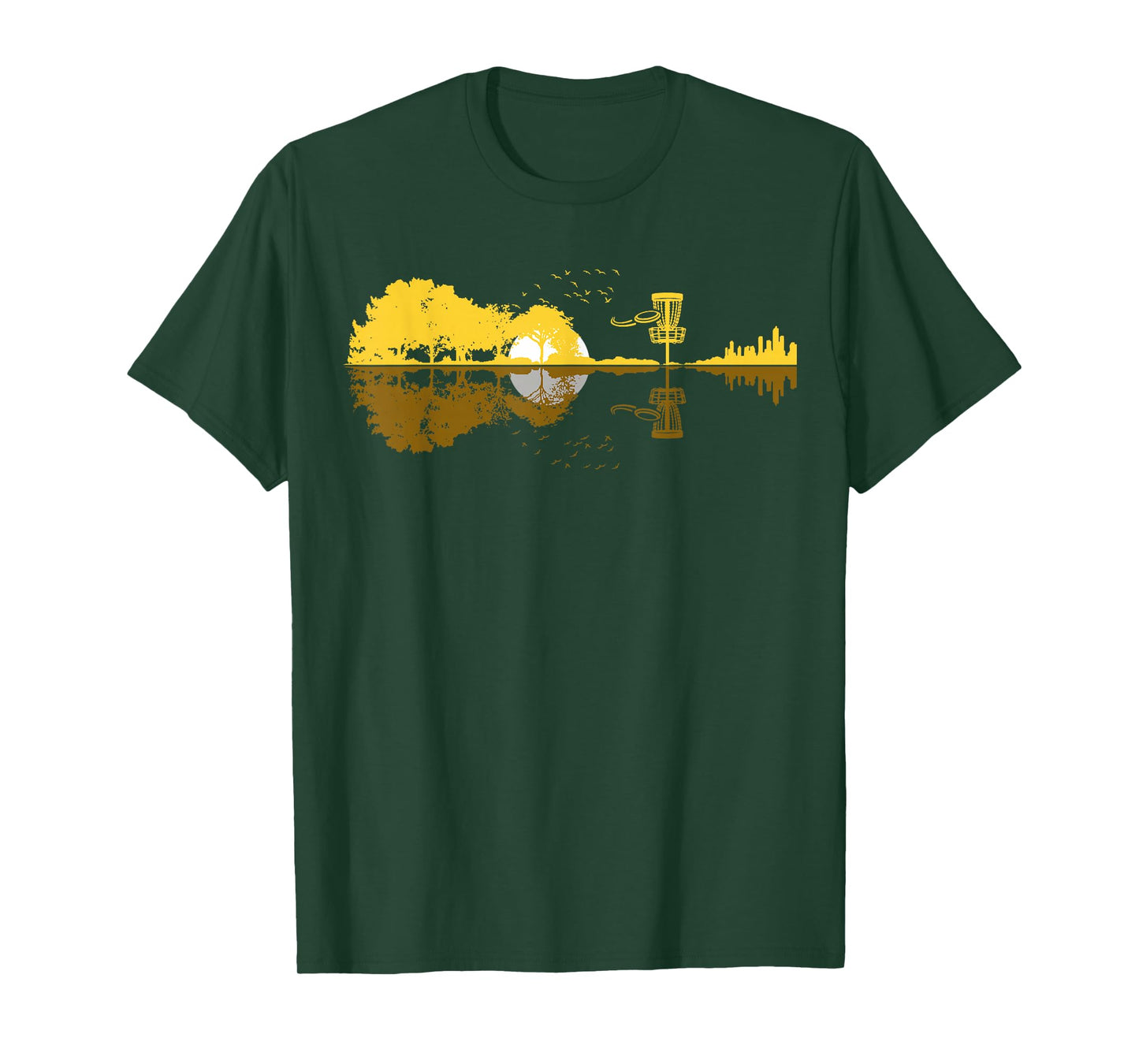 Disc Golf Sunset Guitar Guitarist Player Golfing Frisbee Dad T-Shirt